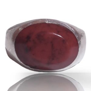 Vintage Size 10.5 Mexico Silver Red Jasper Ring